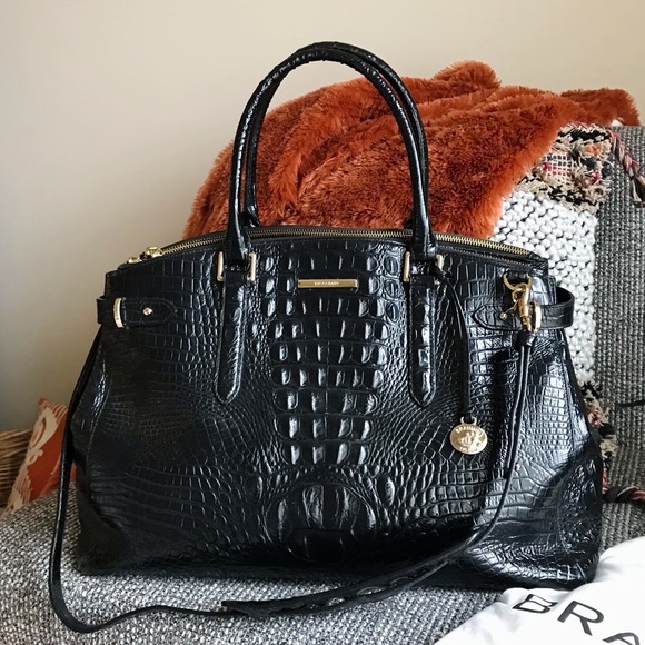 Brahmin Croc Embossed XL Travel Satchel Crossbody Bag - Picture 16 of 16